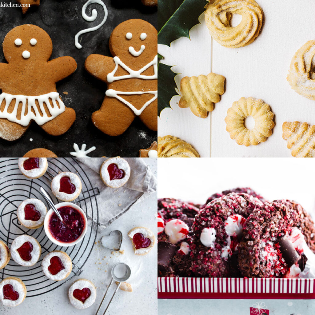 collage of vegan christmas cookies