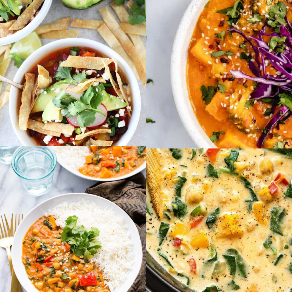 vegan crockpot recipes collage of recipes