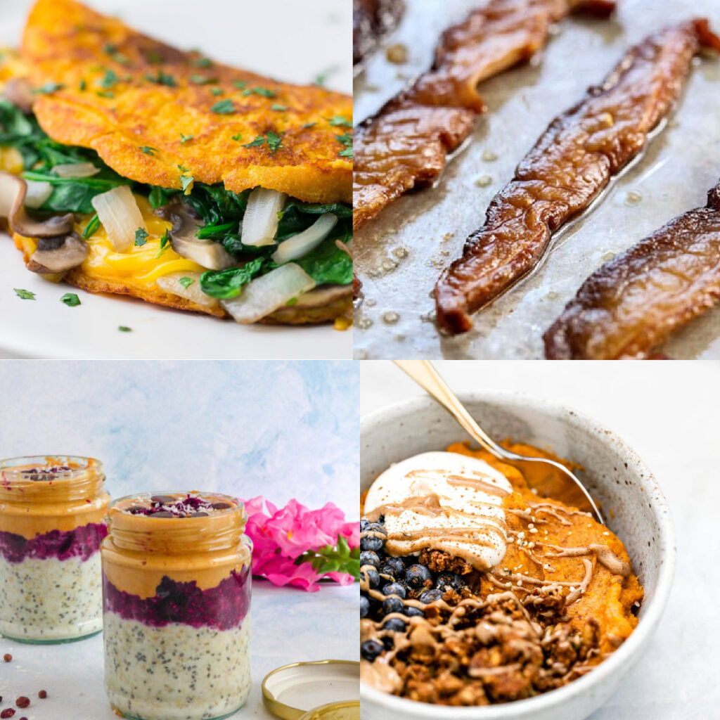 vegan recipes for breakfast collage of photos