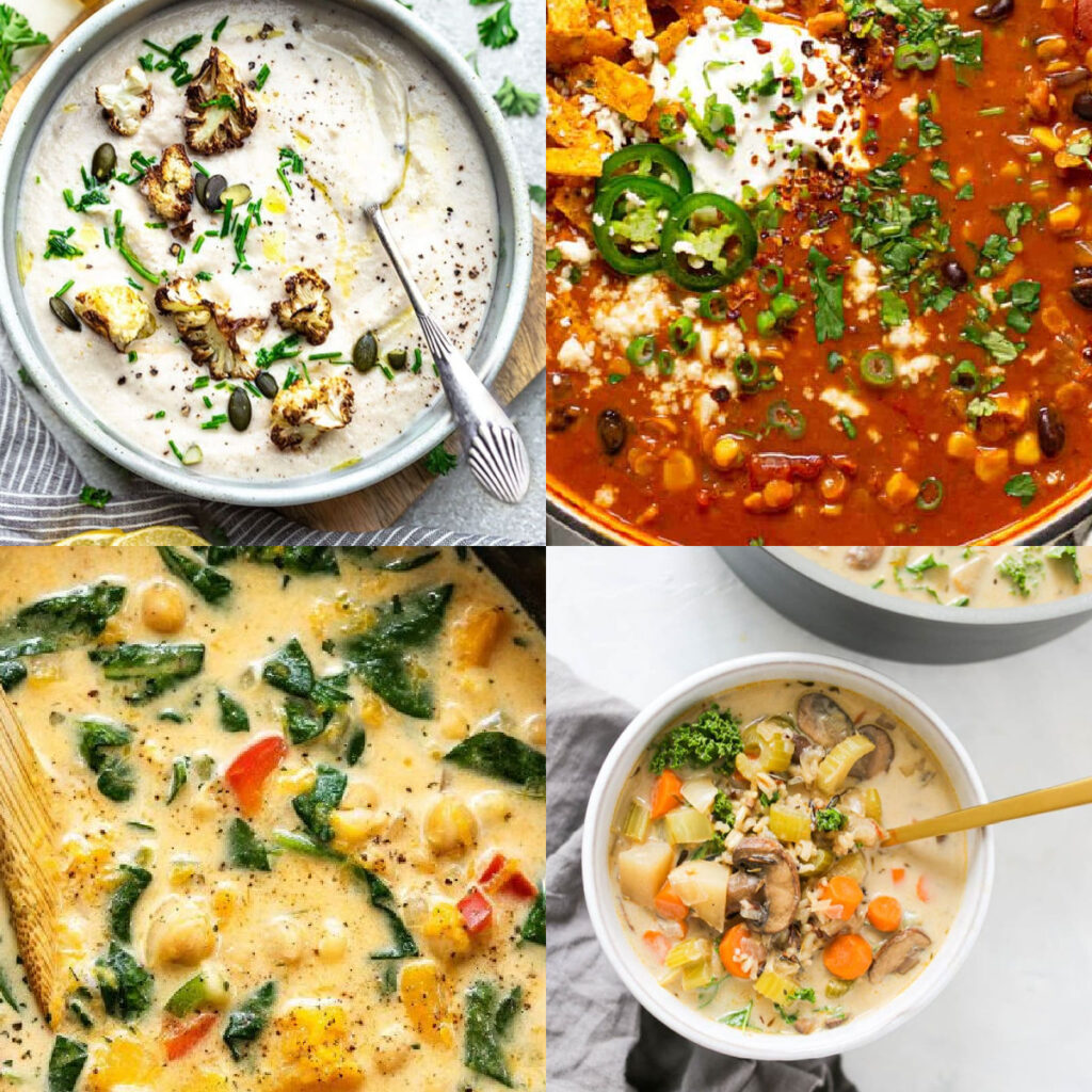 vegan soups when you're sick collage